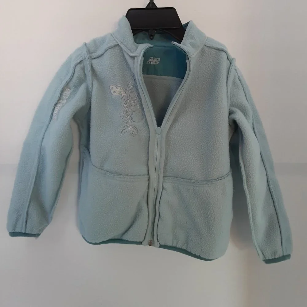 New Balance Girl's Size 6 Blue Floral Full Zip‎ Fleece Jacket